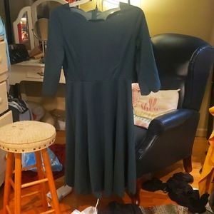 Shein Emerald Green Scallop Hem Dress.